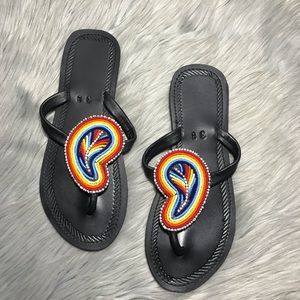 Hand beaded sandals flip flops from Peru 6.5